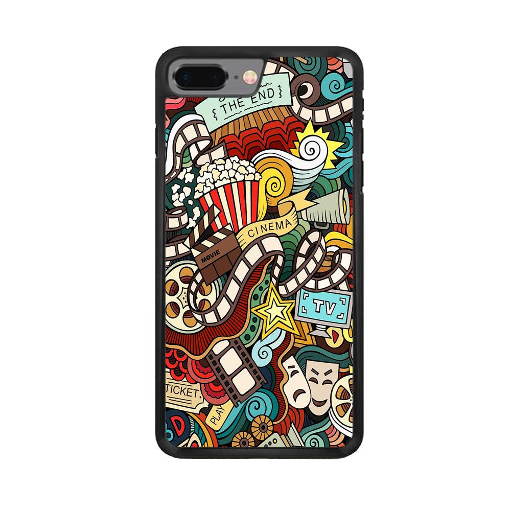 Doodle Movie Cinema iPhone 7 Plus Case-Rubber / Black (2D Case)-Xtracase