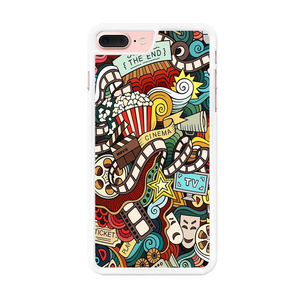 Doodle Movie Cinema iPhone 7 Plus Case-Rubber / White (2D Case)-Xtracase