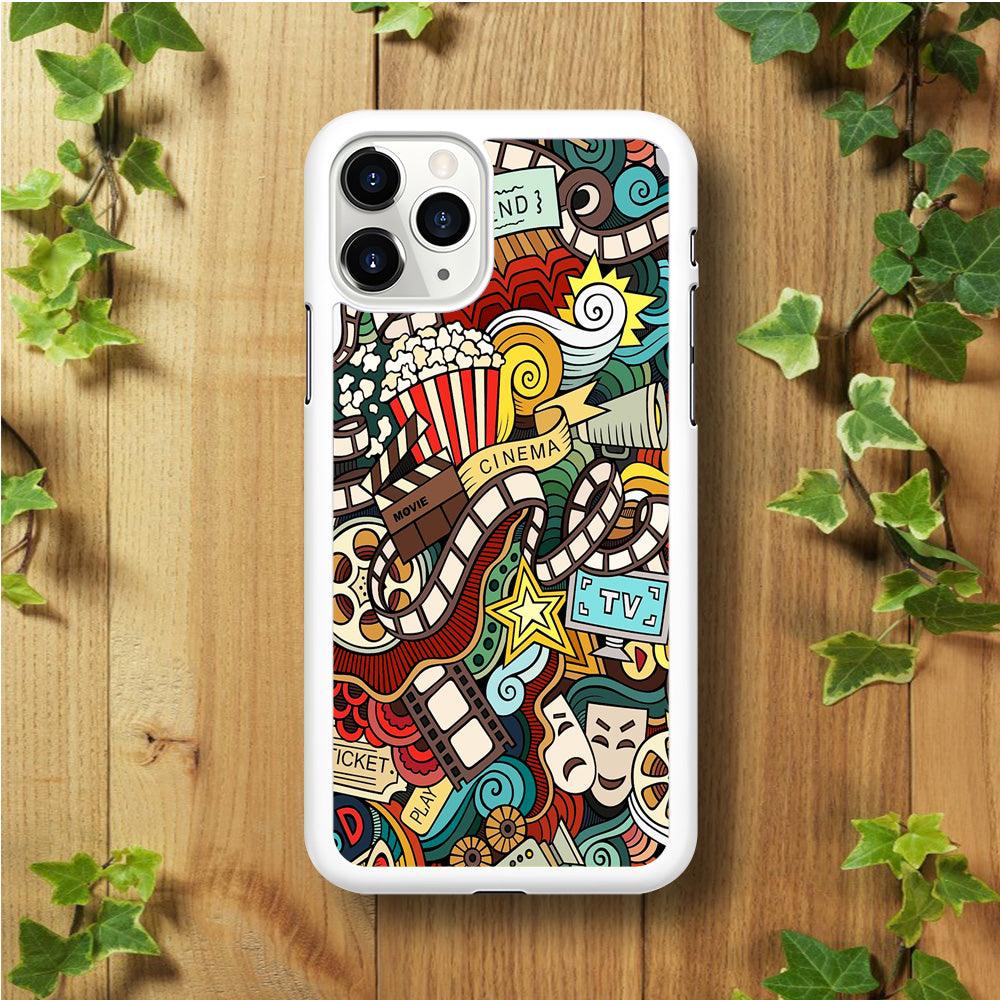 Doodle Movie Cinema iPhone 11 Pro Case-Rubber / White (2D Case)-Xtracase