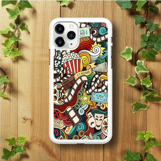 Doodle Movie Cinema iPhone 11 Pro Case-Rubber / White (2D Case)-Xtracase