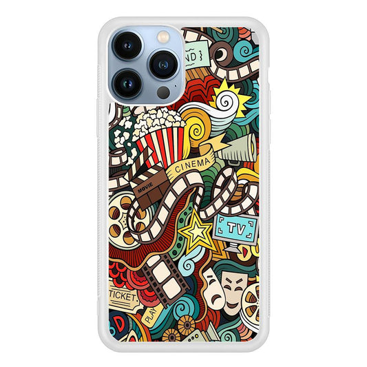 Doodle Movie Cinema iPhone 13 Pro Max Case-Rubber / White (2D Case)-Xtracase