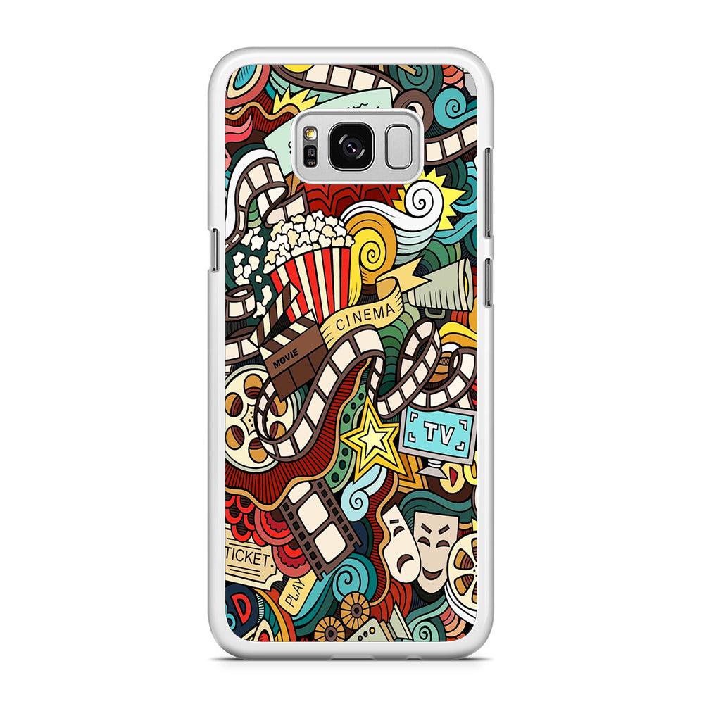 Doodle Movie Cinema Samsung Galaxy S8 Case-Rubber / White (2D Case)-Xtracase