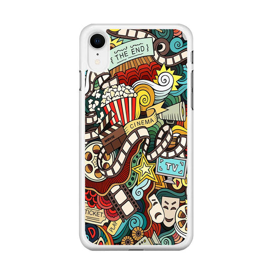 Doodle Movie Cinema iPhone XR Case-Rubber / White (2D Case)-Xtracase