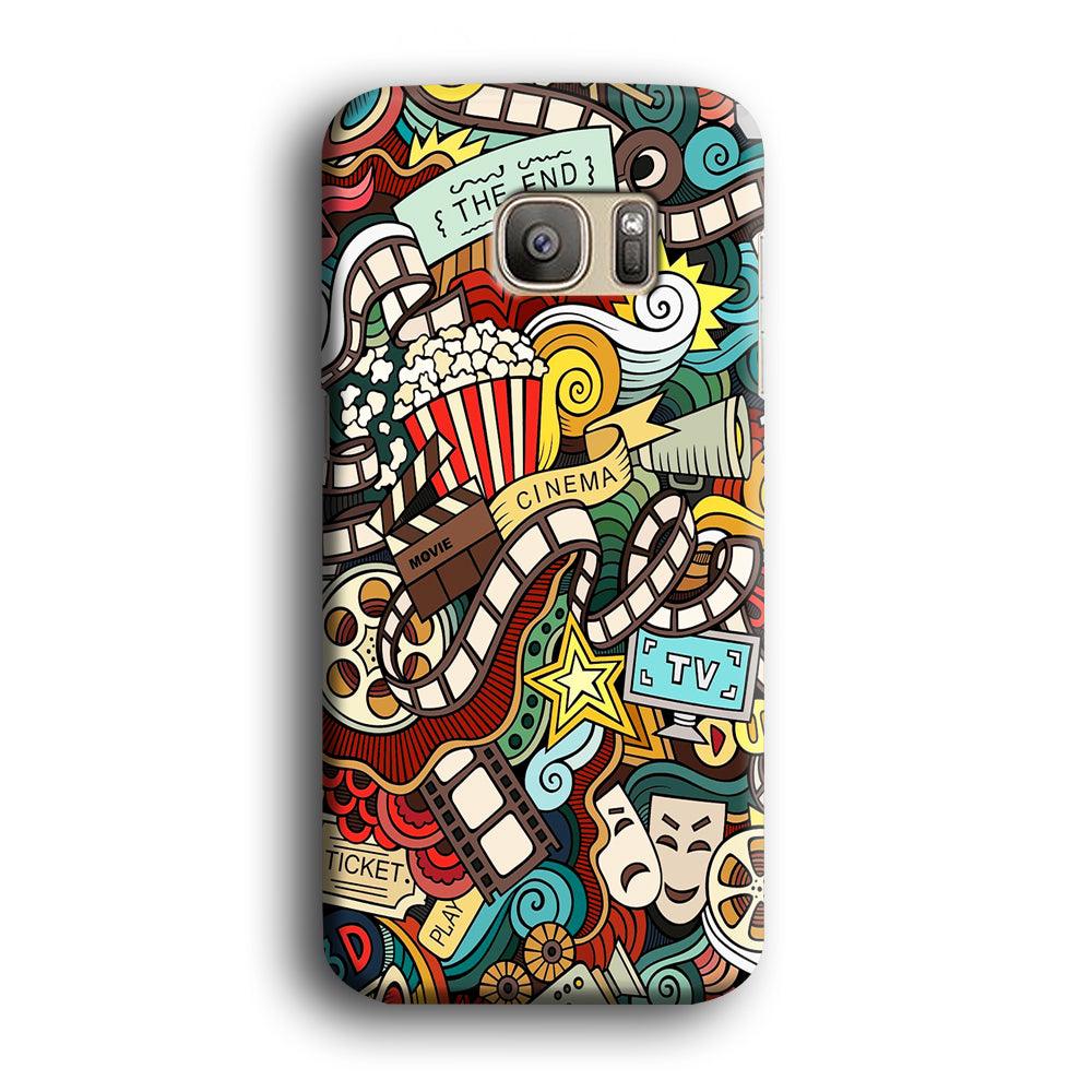 Doodle Movie Cinema Samsung Galaxy S7 Edge Case-Plastic / Full Wrap (3D Case)-Xtracase