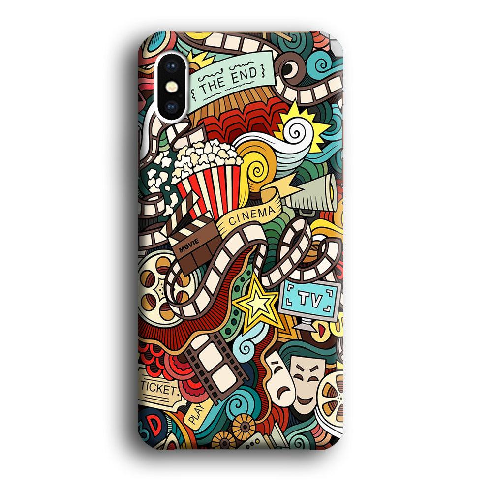 Doodle Movie Cinema iPhone Xs Max Case-Plastic / Full Wrap (3D Case)-Xtracase
