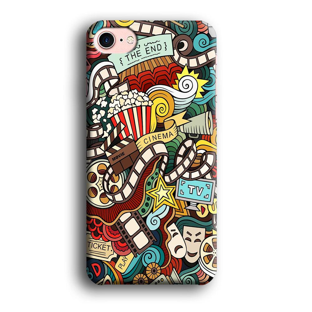 Doodle Movie Cinema iPhone SE 2020 Case-Plastic / Full Wrap (3D Case)-Xtracase