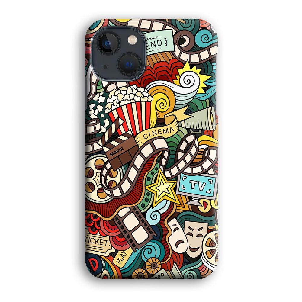 Doodle Movie Cinema iPhone 13 Case-Plastic / Full Wrap (3D Case)-Xtracase