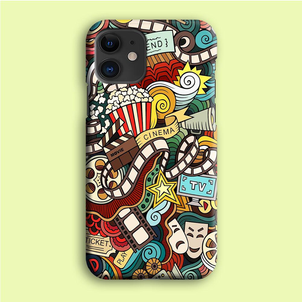 Doodle Movie Cinema iPhone 12 Mini Case-Plastic / Full Wrap (3D Case)-Xtracase