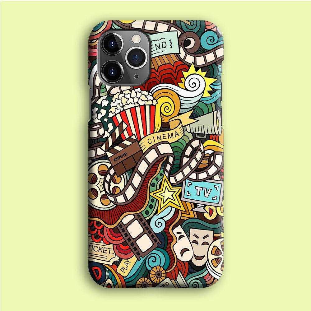 Doodle Movie Cinema iPhone 12 Pro Case-Plastic / Full Wrap (3D Case)-Xtracase