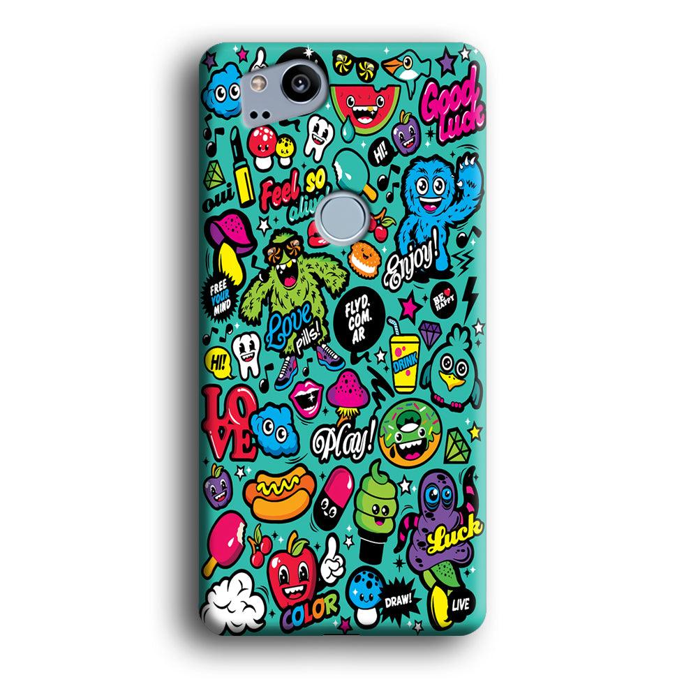 Doodle Art 007 Google Pixel 2 3D Case-Xtracase