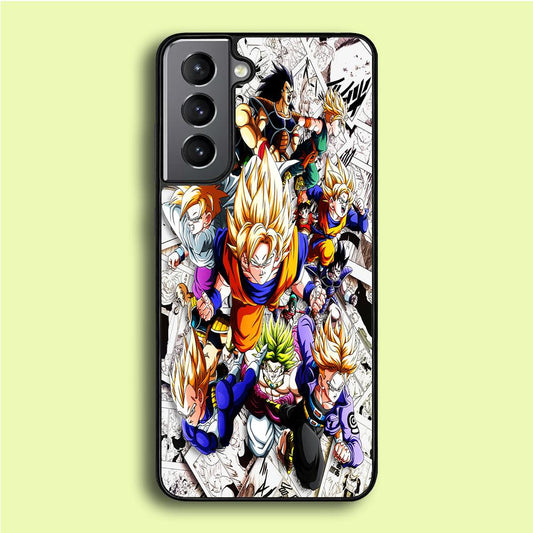 Dragon Ball Z Comic Background Samsung Galaxy S21 Plus Case-Rubber / White (2D Case)-Xtracase
