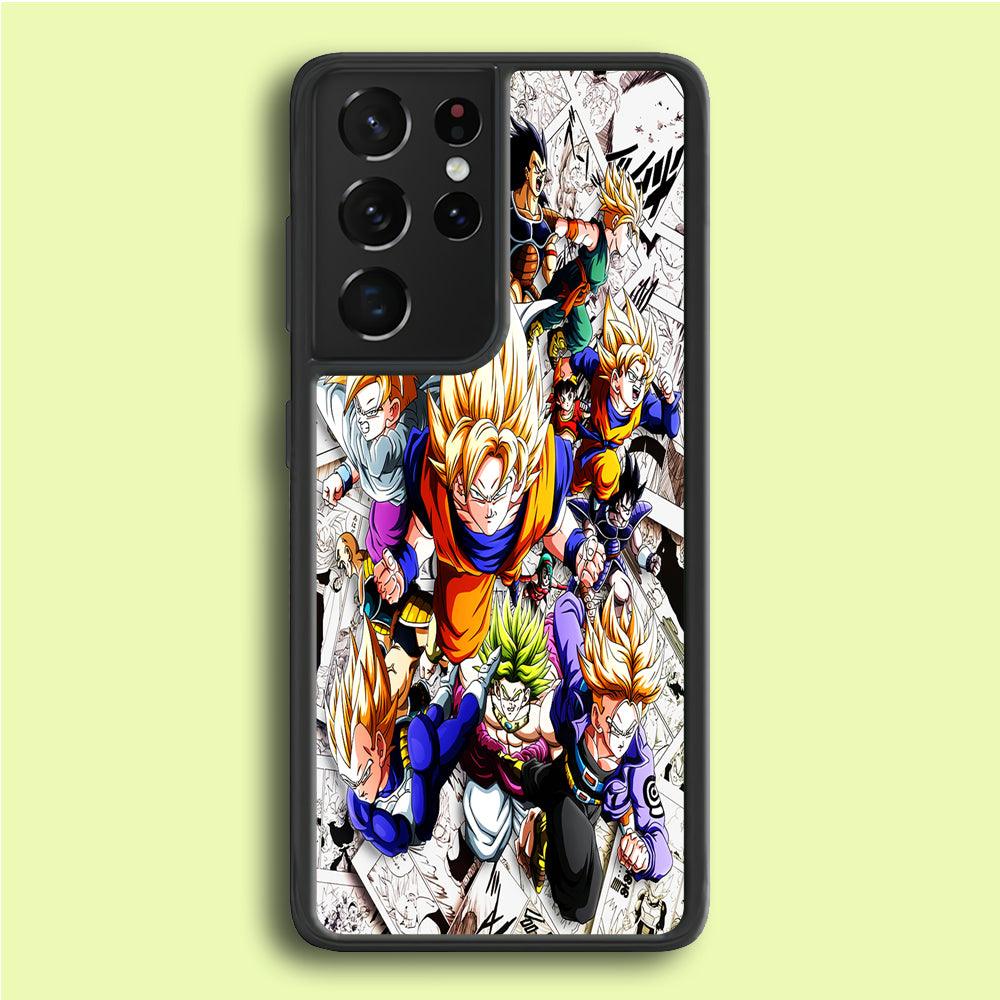 Dragon Ball Z Comic Background Samsung Galaxy S25 Ultra Case-Rubber / Black (2D Case)-Xtracase