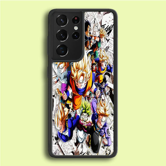 Dragon Ball Z Comic Background Samsung Galaxy S21 Ultra Case-Rubber / Black (2D Case)-Xtracase