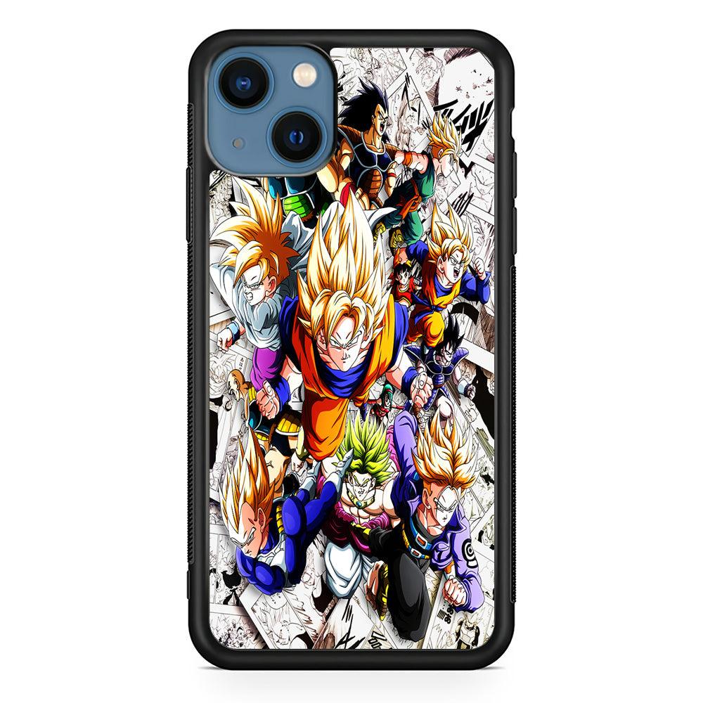 Dragon Ball Z Comic Background iPhone 13 Mini Case-Rubber / Black (2D Case)-Xtracase