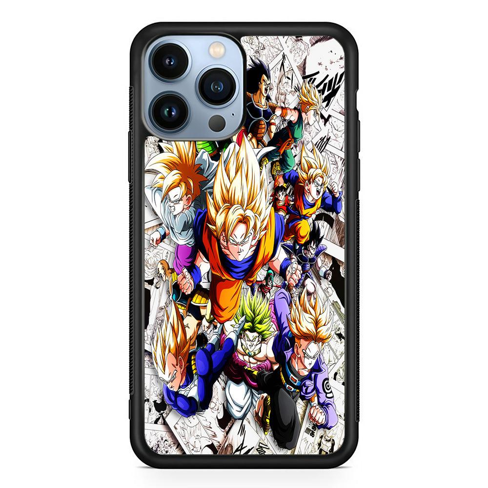Dragon Ball Z Comic Background iPhone 13 Pro Max Case-Rubber / Black (2D Case)-Xtracase