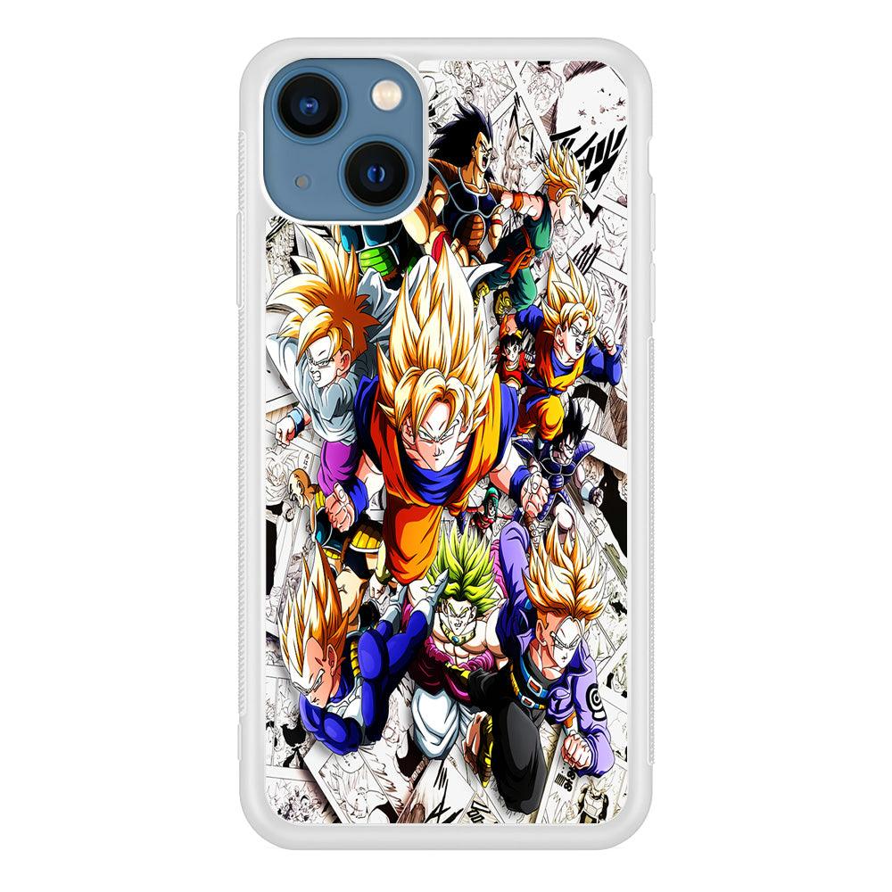 Dragon Ball Z Comic Background iPhone 13 Mini Case-Rubber / White (2D Case)-Xtracase