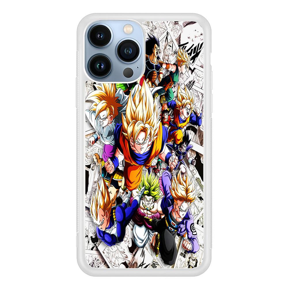 Dragon Ball Z Comic Background iPhone 13 Pro Max Case-Rubber / White (2D Case)-Xtracase