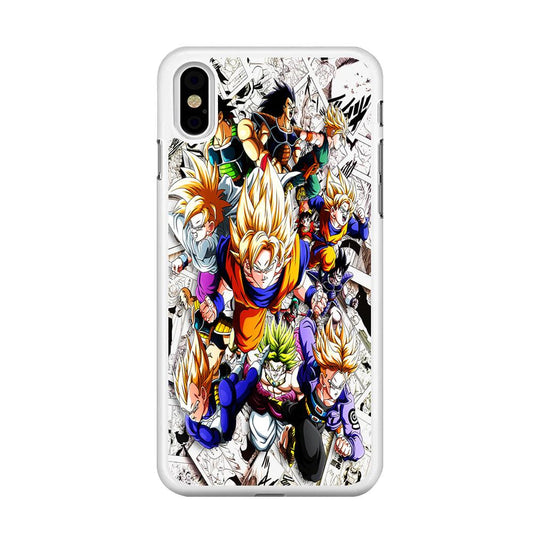 Dragon Ball Z Comic Background iPhone Xs Case-Rubber / White (2D Case)-Xtracase