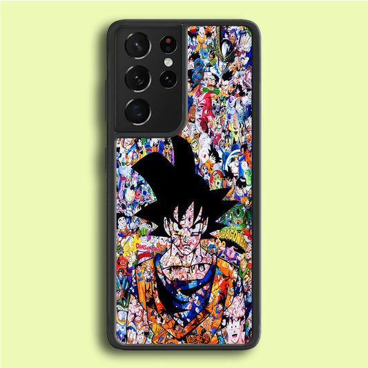Dragon Ball Z Sticker Bomb Samsung Galaxy S21 Ultra Case-Rubber / White (2D Case)-Xtracase