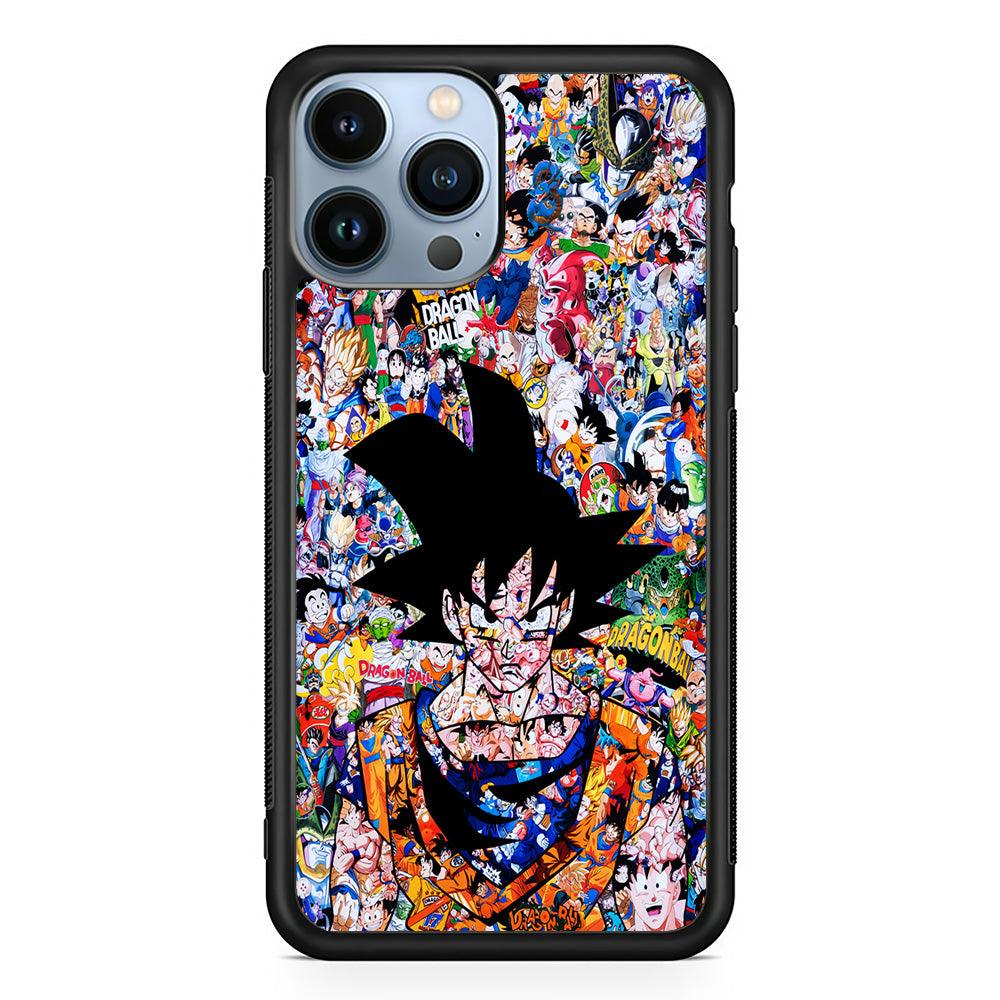 Dragon Ball Z Sticker Bomb iPhone 13 Pro Max Case-Rubber / Black (2D Case)-Xtracase