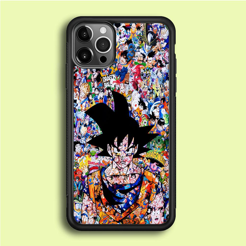 Dragon Ball Z Sticker Bomb iPhone 12 Pro Case-Rubber / Black (2D Case)-Xtracase