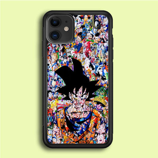 Dragon Ball Z Sticker Bomb iPhone 12 Mini Case-Rubber / Black (2D Case)-Xtracase
