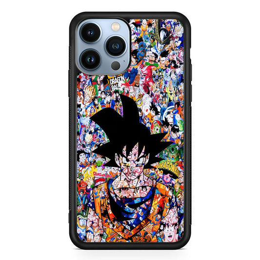Dragon Ball Z Sticker Bomb iPhone 13 Pro Case-Rubber / Black (2D Case)-Xtracase