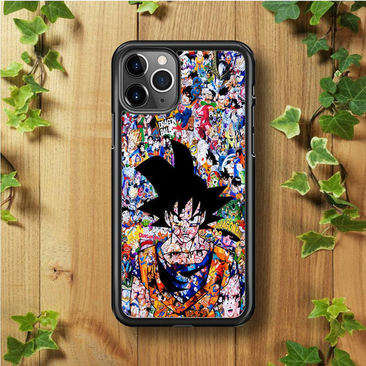 Dragon Ball Z Sticker Bomb iPhone 11 Pro Case-Rubber / Black (2D Case)-Xtracase