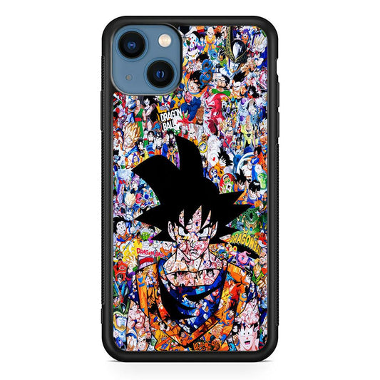 Dragon Ball Z Sticker Bomb iPhone 13 Mini Case-Rubber / Black (2D Case)-Xtracase