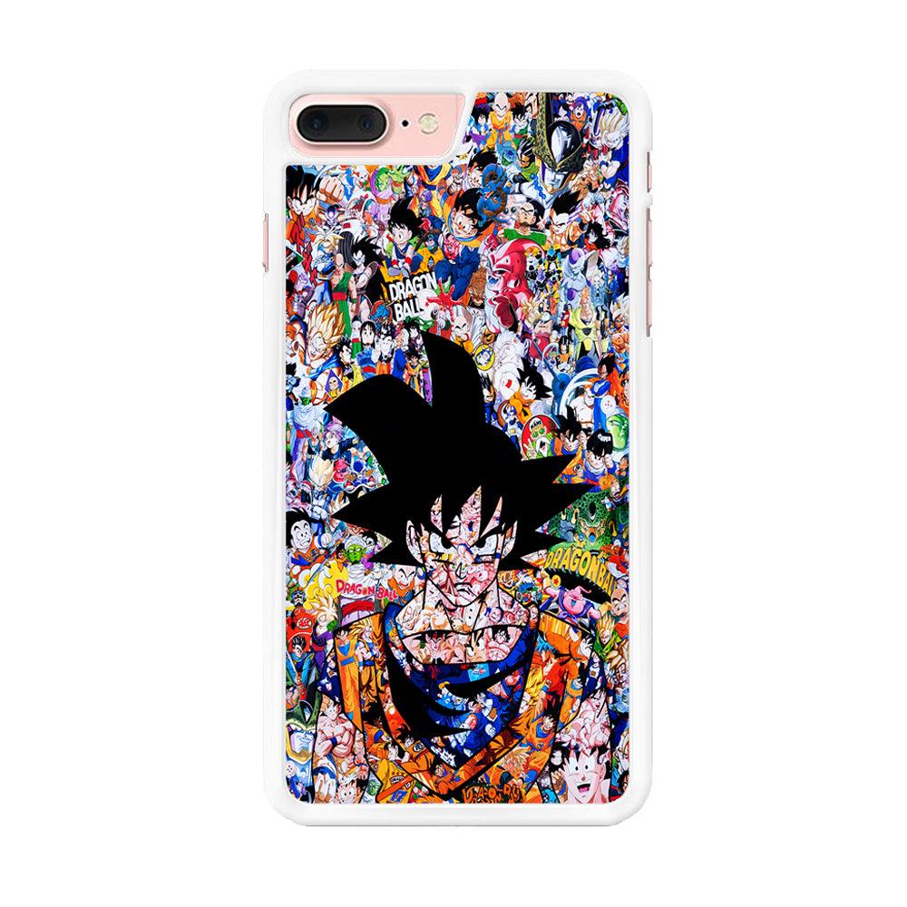 Dragon Ball Z Sticker Bomb iPhone 7 Plus Case-Rubber / White (2D Case)-Xtracase