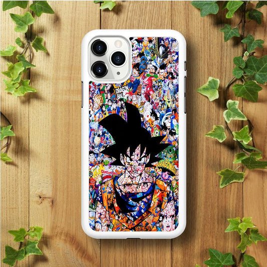 Dragon Ball Z Sticker Bomb iPhone 11 Pro Max Case-Rubber / White (2D Case)-Xtracase