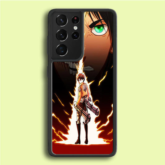 Eren Jeager Titan Shifter Samsung Galaxy S21 Ultra Case-Rubber / Black (2D Case)-Xtracase