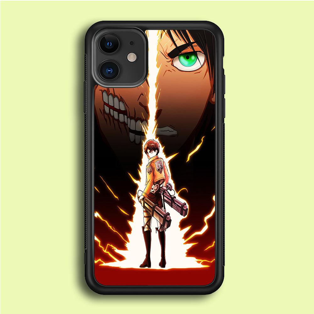 Eren Jeager Titan Shifter iPhone 12 Case-Rubber / Black (2D Case)-Xtracase