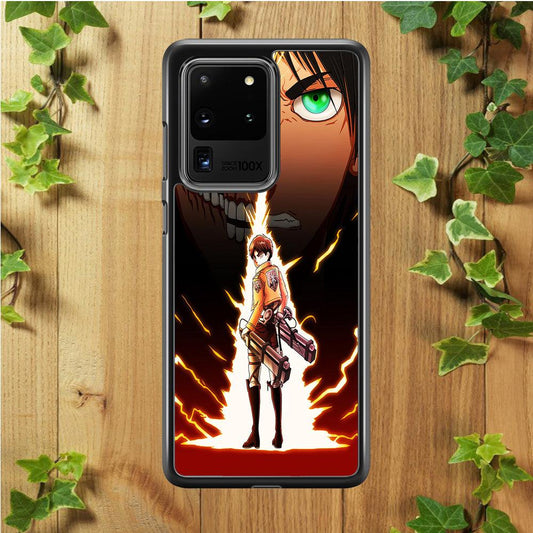 Eren Jeager Titan Shifter Samsung Galaxy S20 Ultra Case-Rubber / White (2D Case)-Xtracase