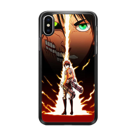 Eren Jeager Titan Shifter iPhone Xs Case-Rubber / Black (2D Case)-Xtracase