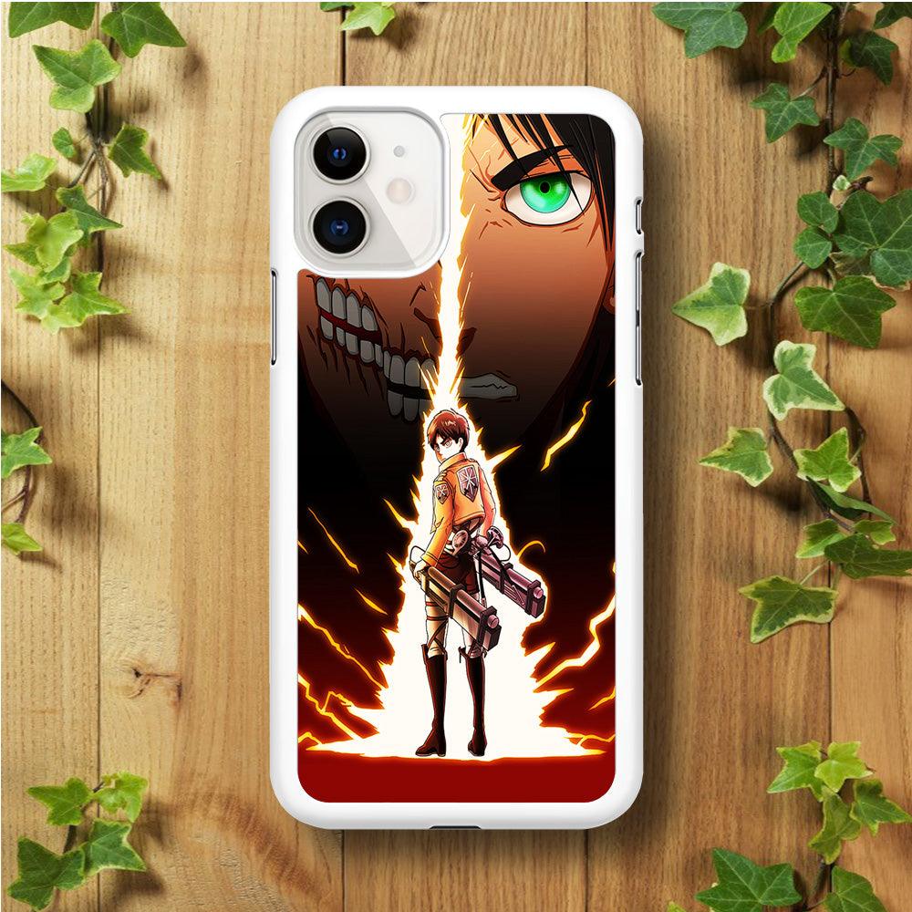Eren Jeager Titan Shifter iPhone 11 Case-Rubber / White (2D Case)-Xtracase