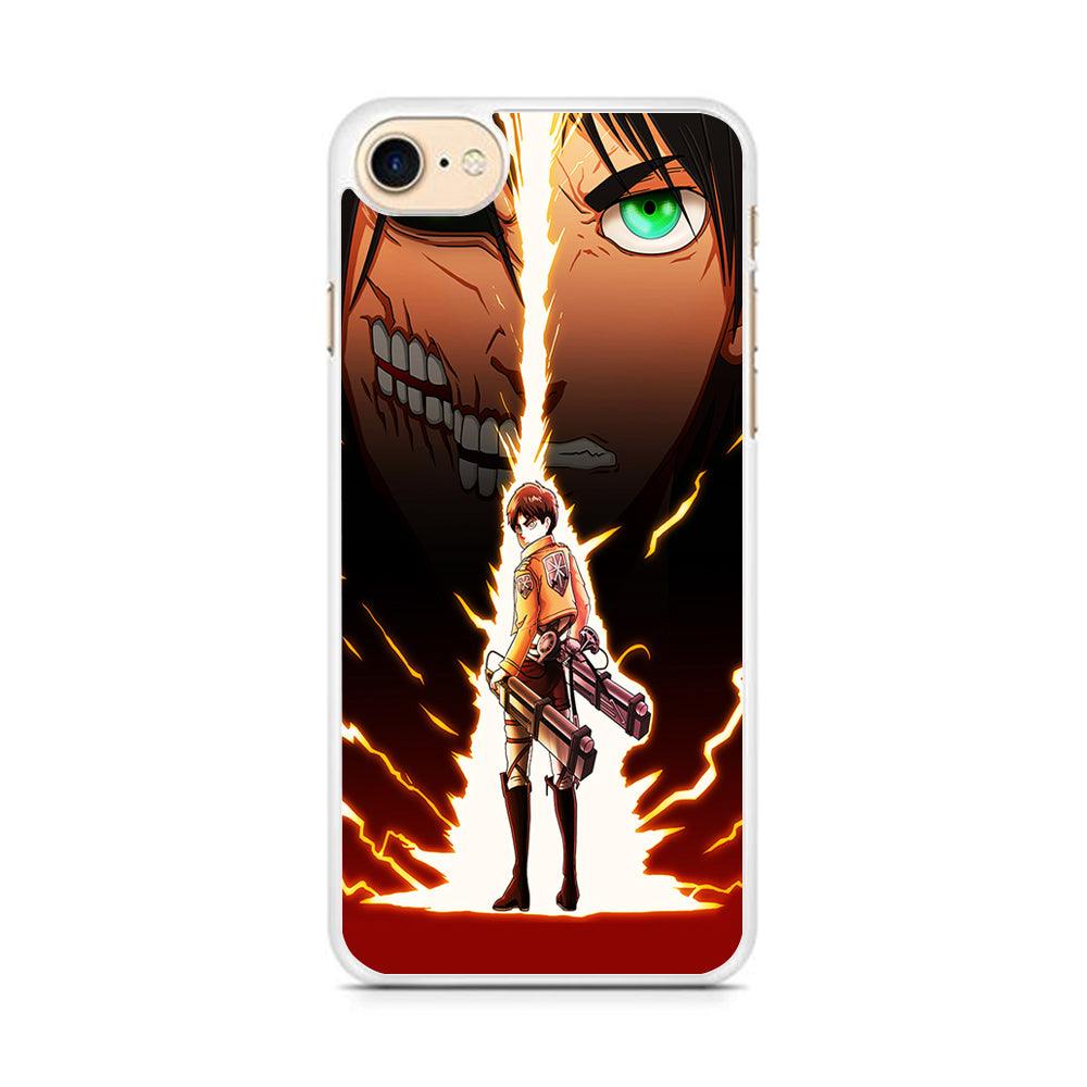 Eren Jeager Titan Shifter iPhone 8 Case-Rubber / White (2D Case)-Xtracase