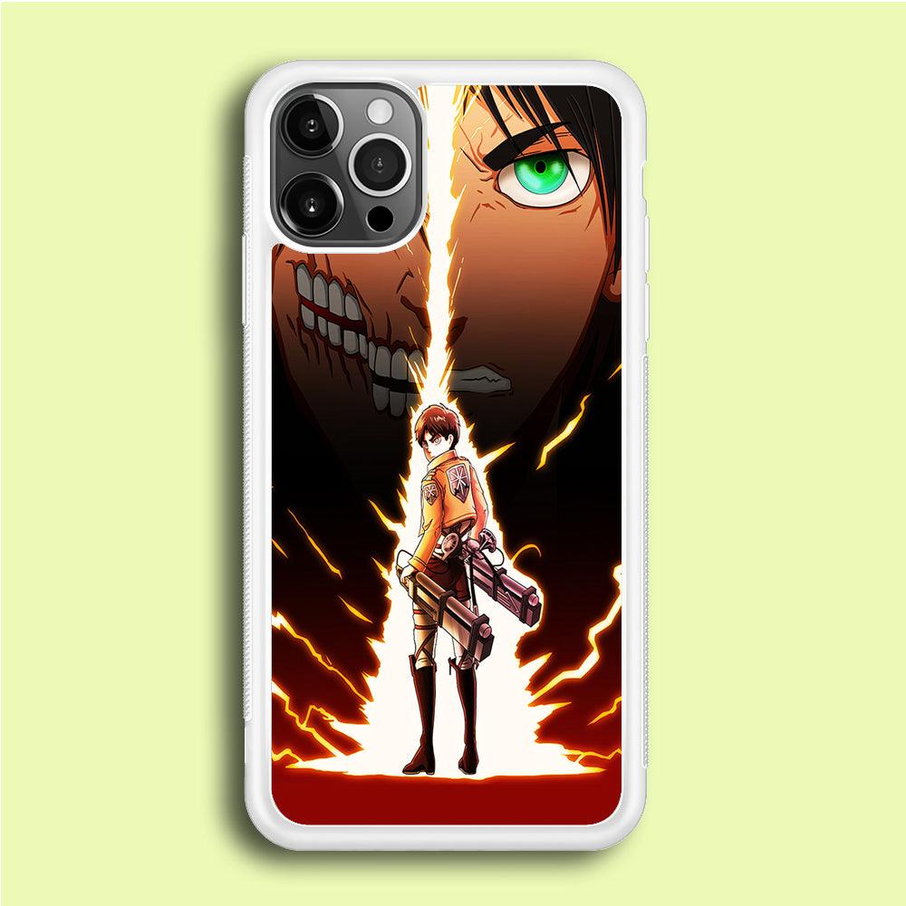 Eren Jeager Titan Shifter iPhone 12 Pro Max Case-Rubber / White (2D Case)-Xtracase