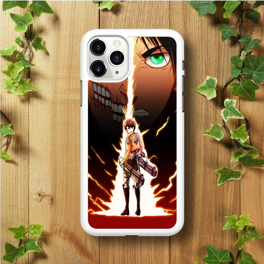 Eren Jeager Titan Shifter iPhone 11 Pro Case-Rubber / White (2D Case)-Xtracase
