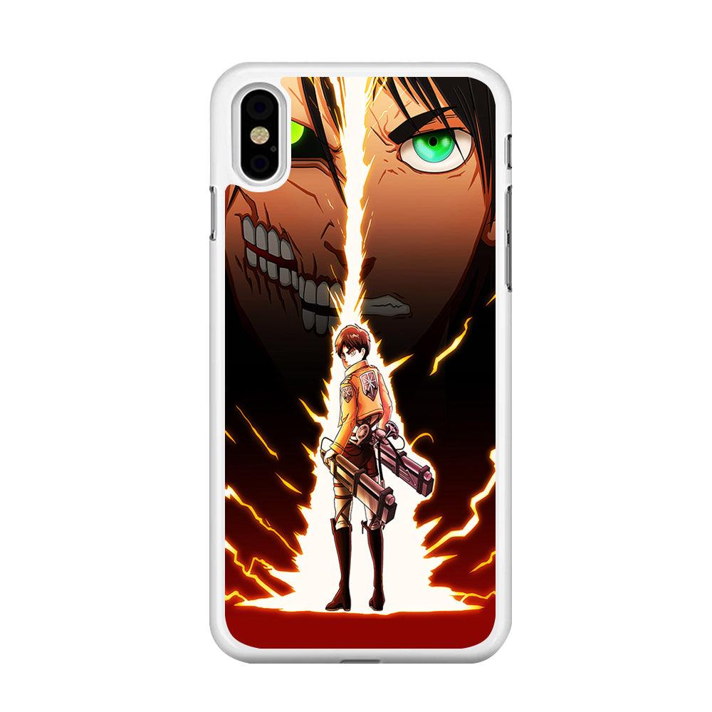 Eren Jeager Titan Shifter iPhone X Case-Rubber / White (2D Case)-Xtracase