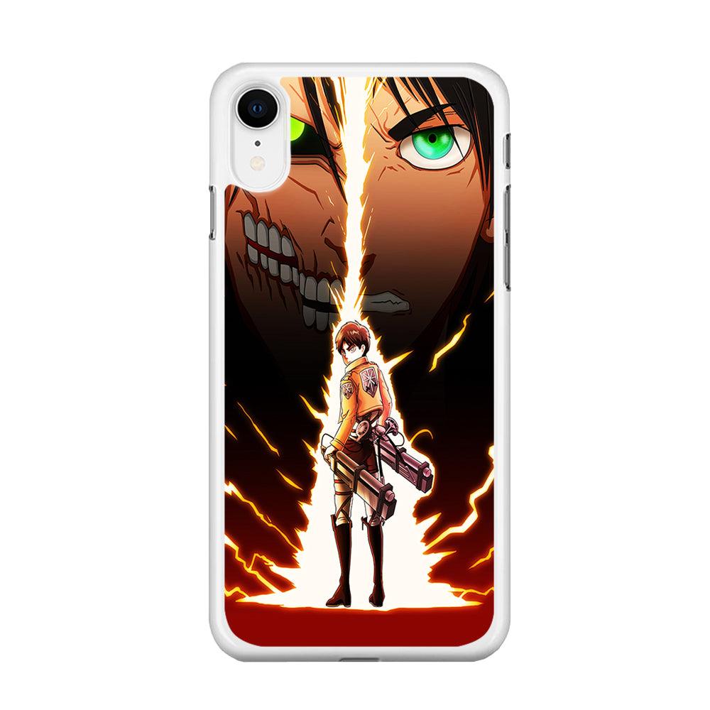 Eren Jeager Titan Shifter iPhone XR Case-Rubber / White (2D Case)-Xtracase