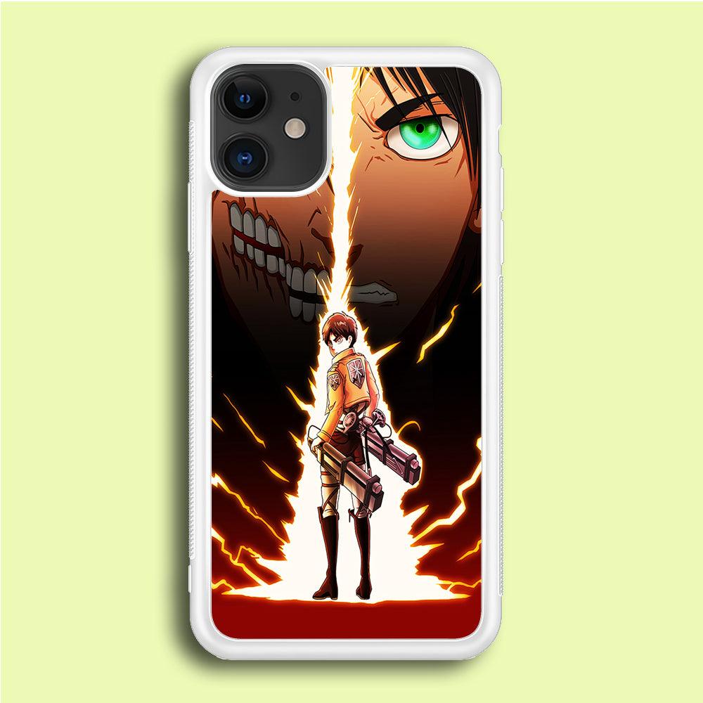 Eren Jeager Titan Shifter iPhone 12 Case-Rubber / White (2D Case)-Xtracase