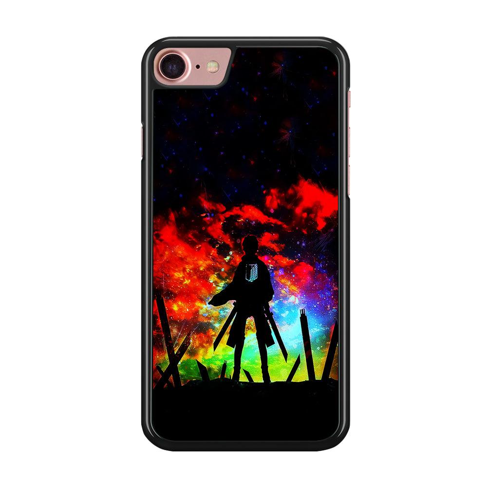 Eren Silhouette Shingeki No Kyojin iPhone SE 2020 Case-Rubber / Black (2D Case)-Xtracase