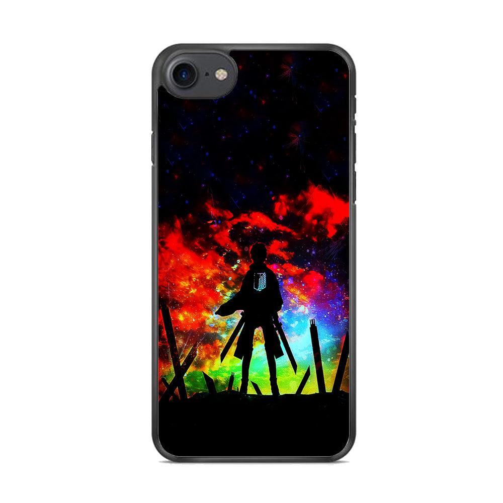 Eren Silhouette Shingeki No Kyojin iPhone 7 Case-Rubber / Black (2D Case)-Xtracase