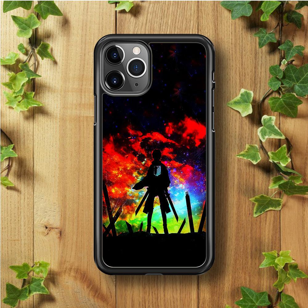 Eren Silhouette Shingeki No Kyojin iPhone 11 Pro Max Case-Rubber / Black (2D Case)-Xtracase