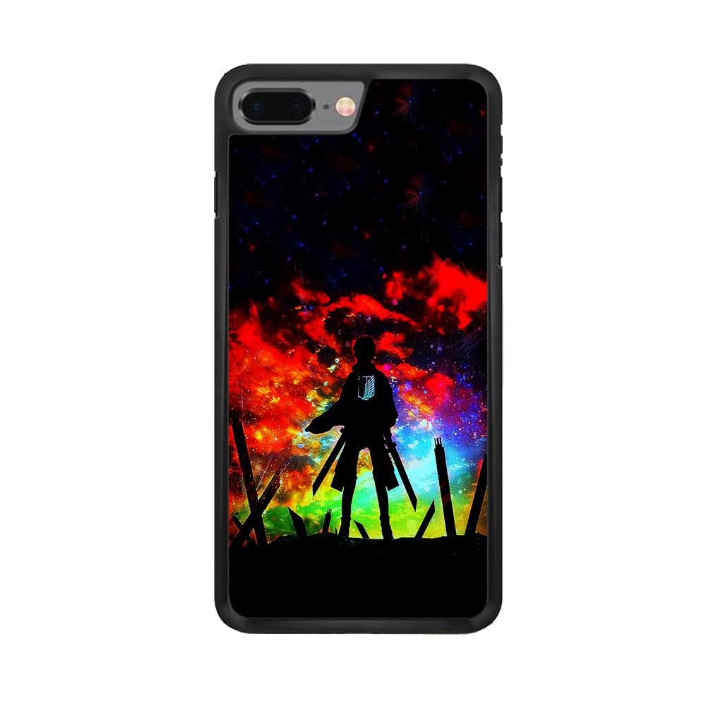 Eren Silhouette Shingeki No Kyojin iPhone 8 Plus Case-Rubber / Black (2D Case)-Xtracase