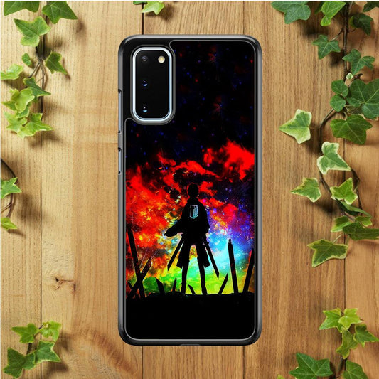 Eren Silhouette Shingeki No Kyojin Samsung Galaxy S20 Case-Rubber / Black (2D Case)-Xtracase