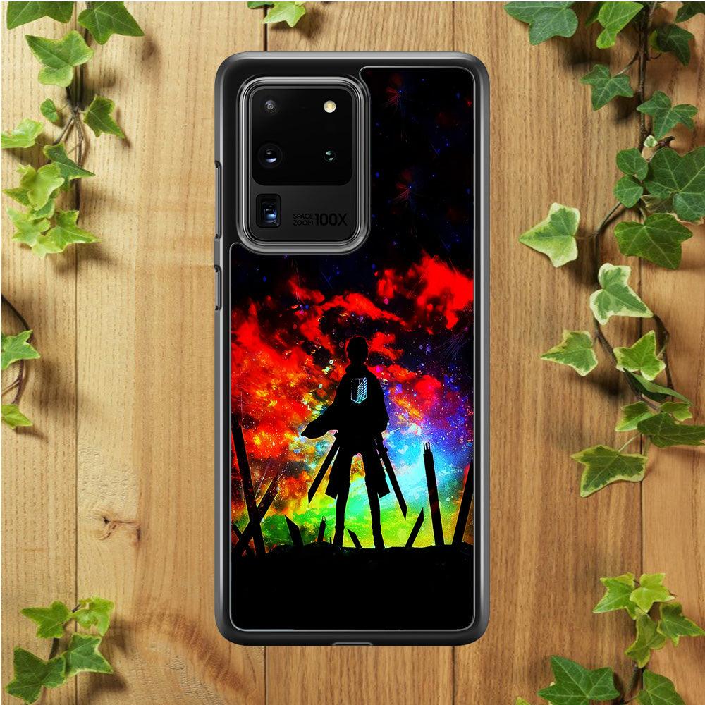 Eren Silhouette Shingeki No Kyojin Samsung Galaxy S20 Ultra Case-Rubber / Black (2D Case)-Xtracase