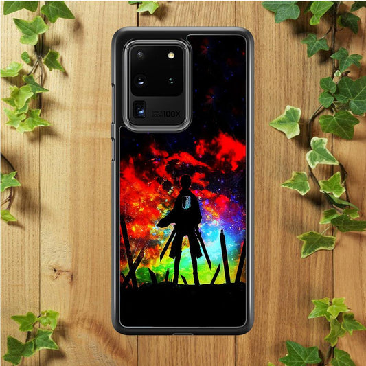 Eren Silhouette Shingeki No Kyojin Samsung Galaxy S20 Ultra Case-Rubber / Black (2D Case)-Xtracase