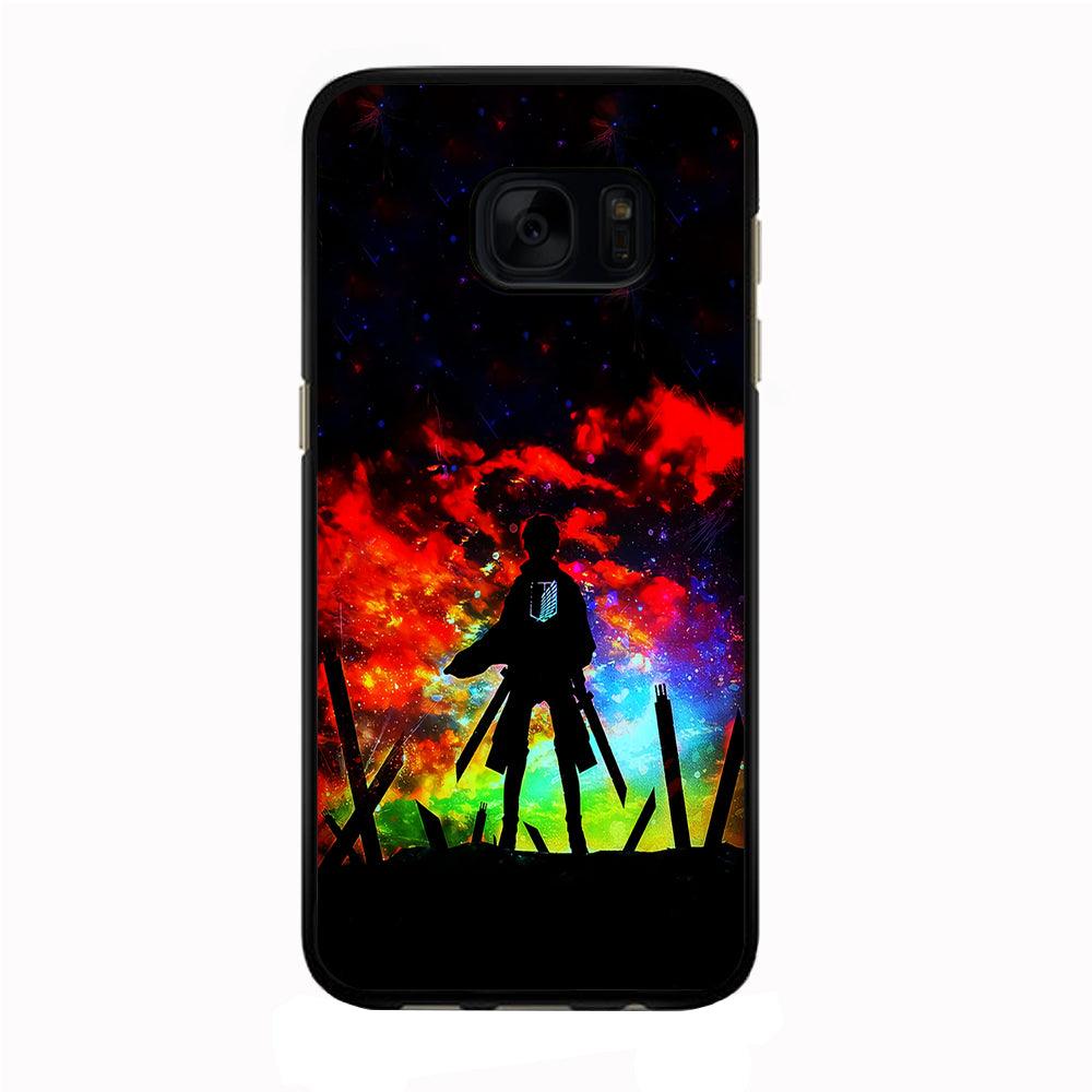Eren Silhouette Shingeki No Kyojin Samsung Galaxy S7 Edge Case-Rubber / Black (2D Case)-Xtracase
